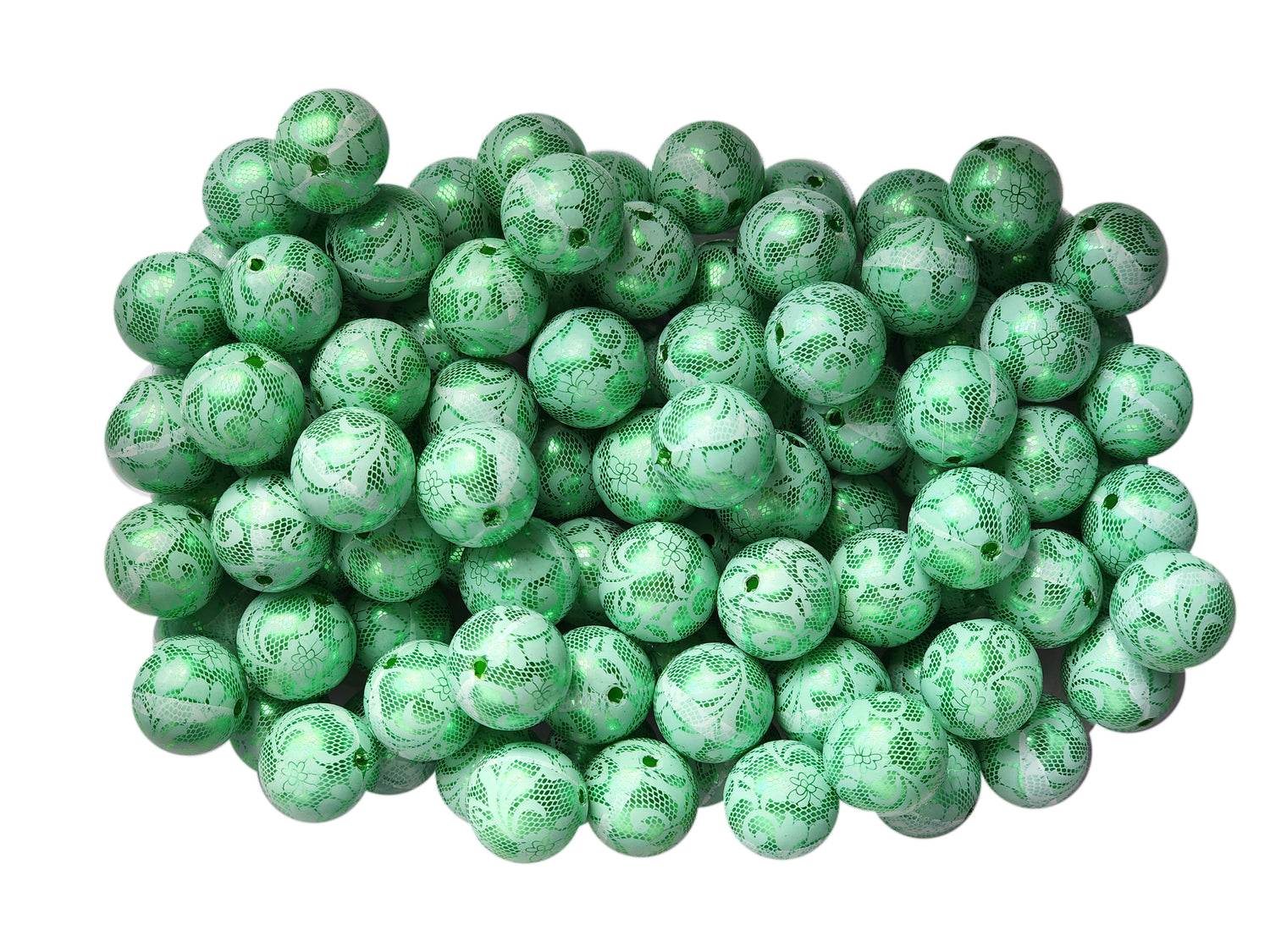 green pearl lace 20mm bubblegum beads