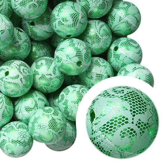 green pearl lace 20mm bubblegum beads