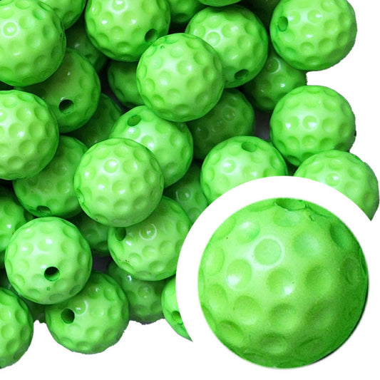 green pickleball 20mm printed wholesale bubblegum beads