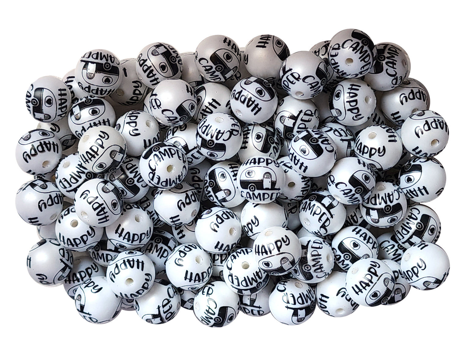 happy camper large print 20mm printed wholesale bubblegum beads