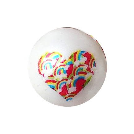 heart of rainbows 20mm printed bubblegum beads
