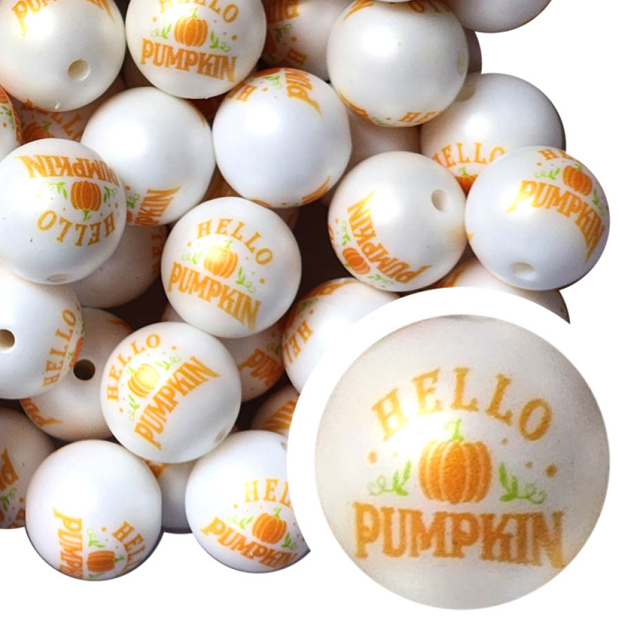 hello pumpkin 20mm printed bubblegum beads