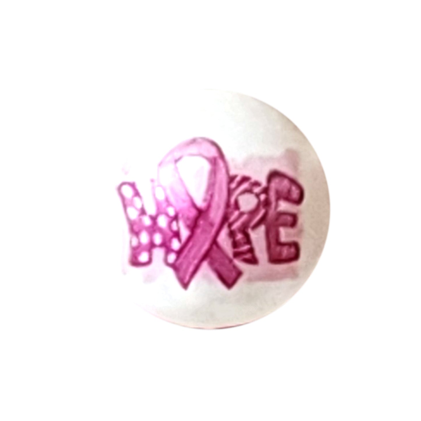 hope ribbon breast cancer awareness 20mm printed bubblegum beads