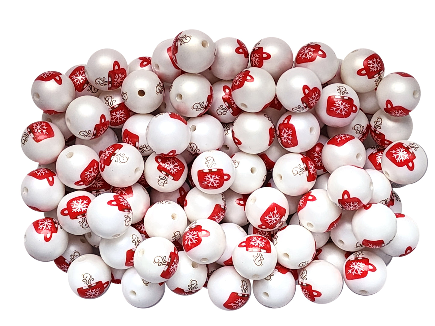 hot cocoa cup 20mm printed bubblegum beads