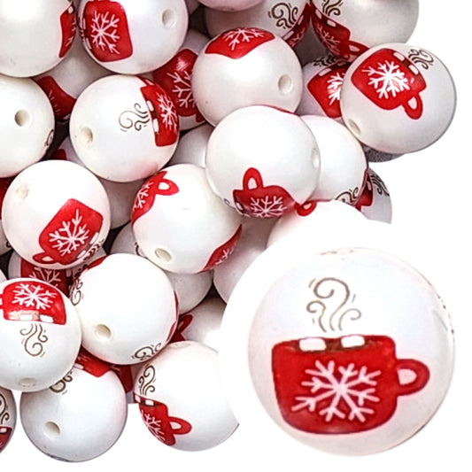 hot cocoa cup 20mm printed bubblegum beads