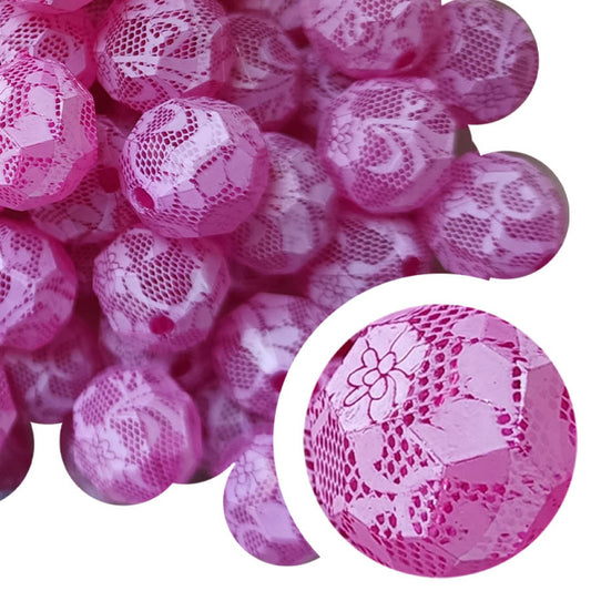 hot pink faceted lace 20mm bubblegum beads