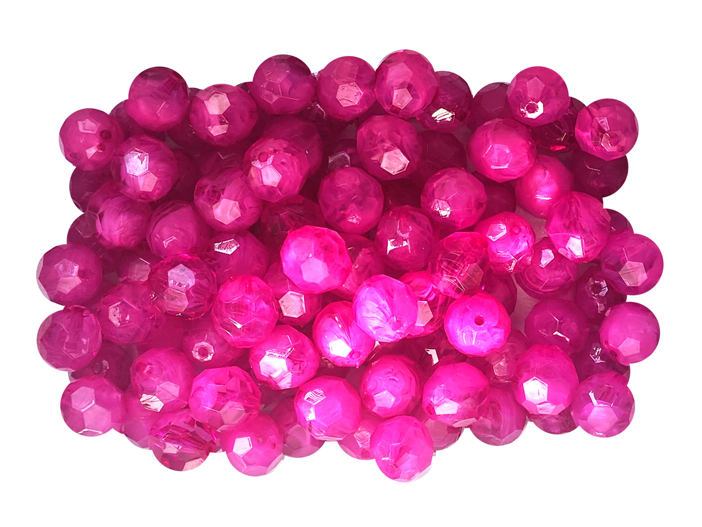 hot pink faceted smoke 20mm bubblegum beads