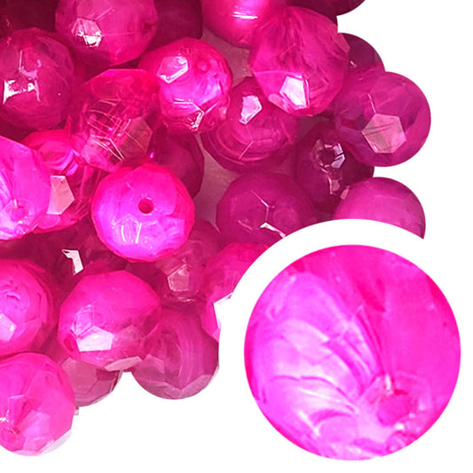 hot pink faceted smoke 20mm bubblegum beads
