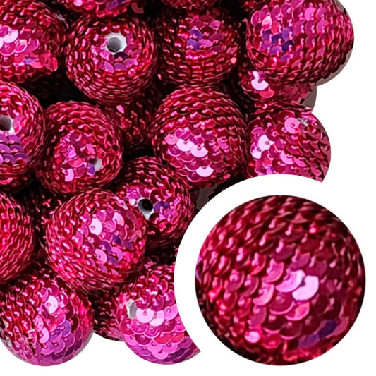 hot pink sequin mermaid tail 22mm bubblegum beads