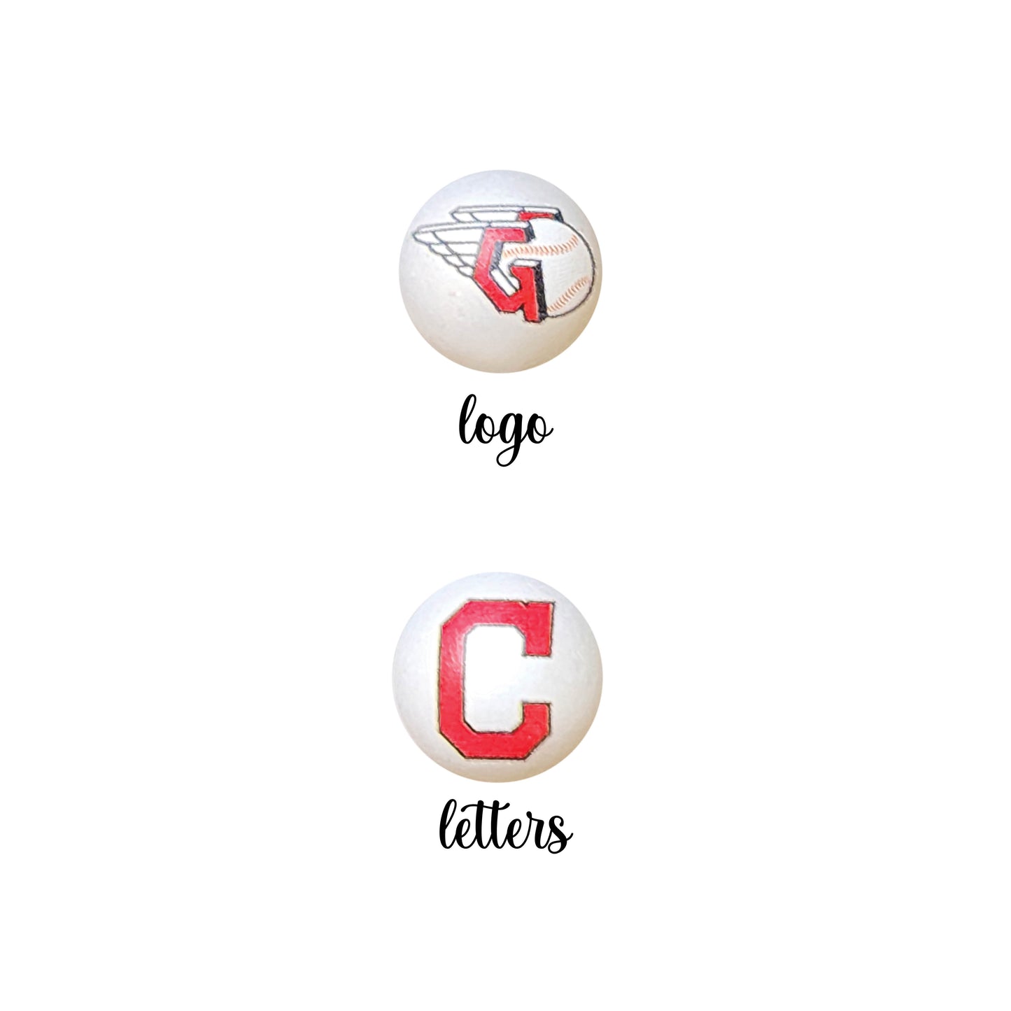 16mm cleveland indians mlb team logos custom printed bubblegum beads - sold per bead