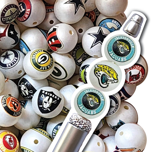 16mm jacksonville jaguars mix nfl team logos custom printed wholesale bubblegum beads
