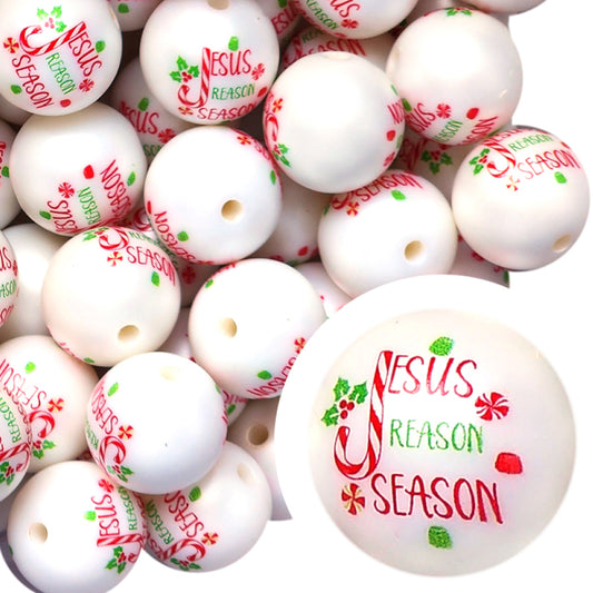 jesus reason season 20mm printed bubblegum beads