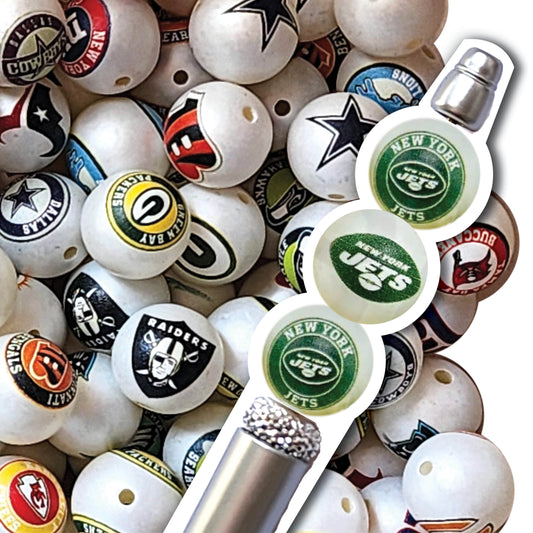 16mm new york jets mix nfl team logos custom printed wholesale bubblegum beads