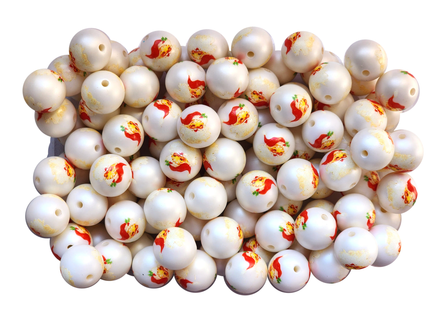 jolly santa 20mm printed bubblegum beads