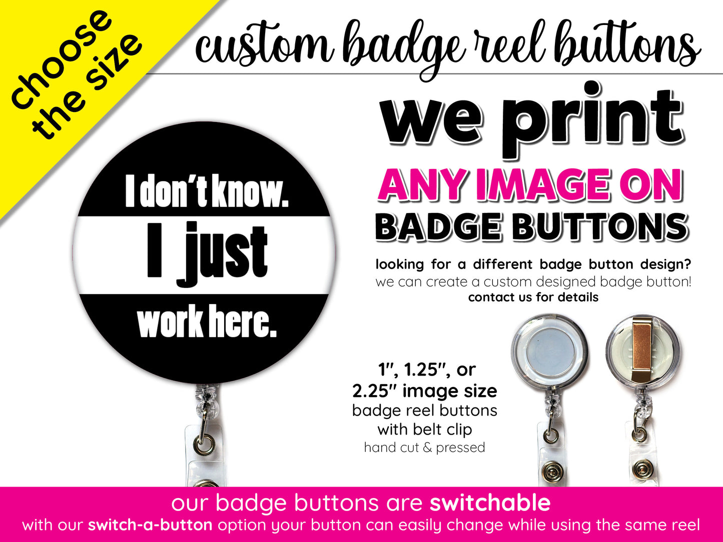 i don't know i just work here badge reel button id holder