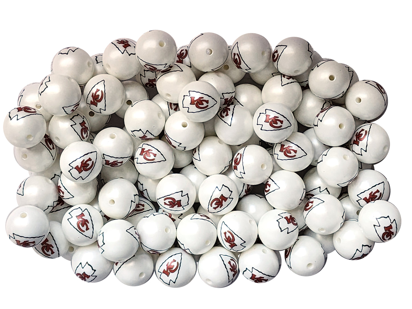 kansas city chiefs 20mm nfl team logo custom printed bubblegum beads