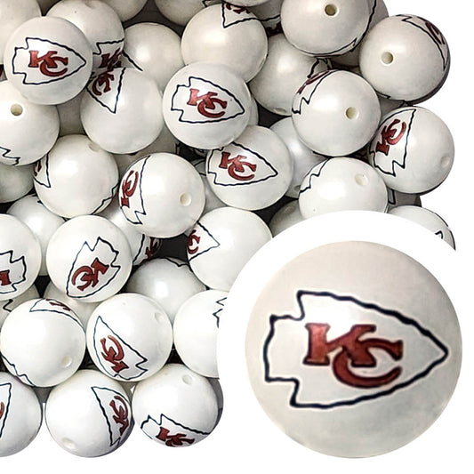 kansas city chiefs 20mm nfl team logo custom printed bubblegum beads