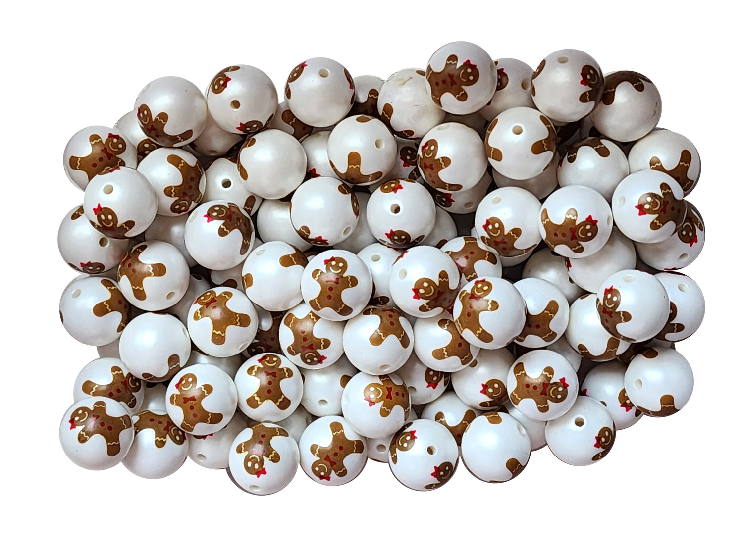 gingerbread girl 20mm printed bubblegum beads