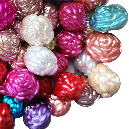 large rose shaped 25mm bubblegum beads