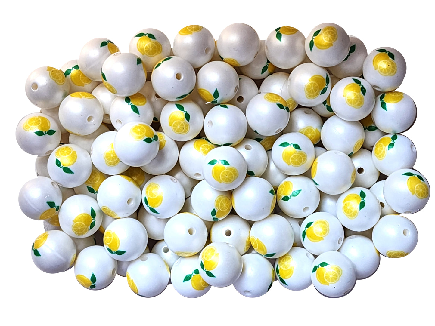 lemons 20mm printed bubblegum beads