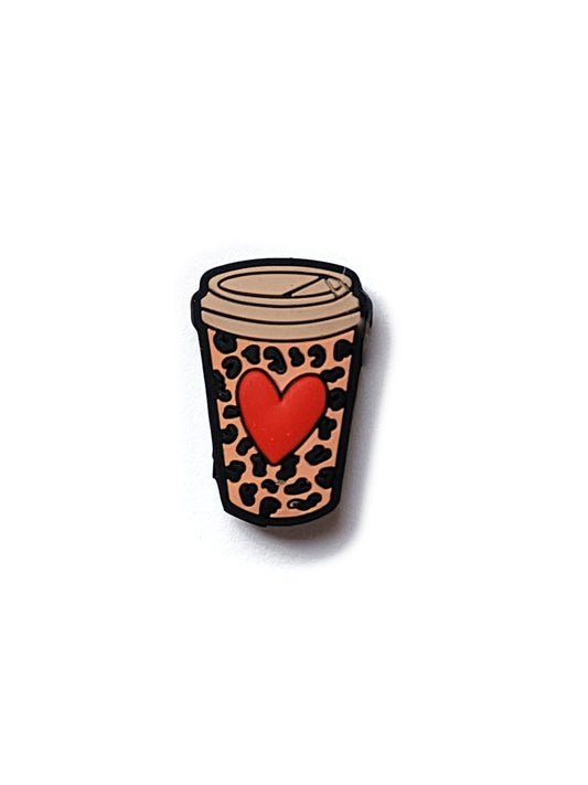 leopard coffee cup silicone focal beads
