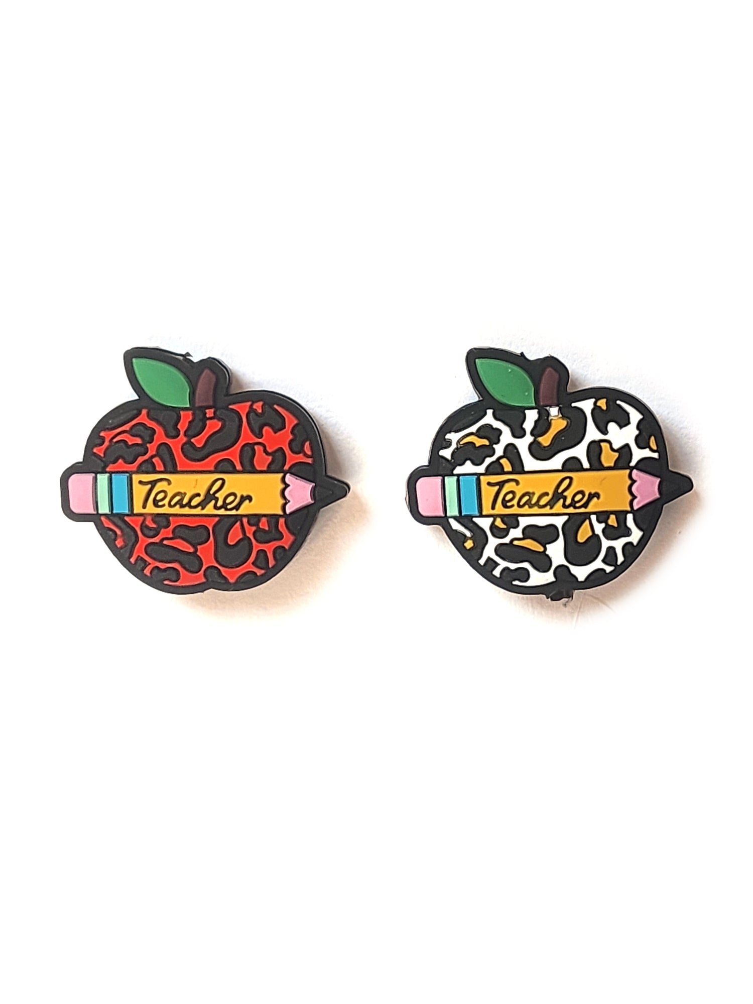 teacher leopard print apple silicone focal beads