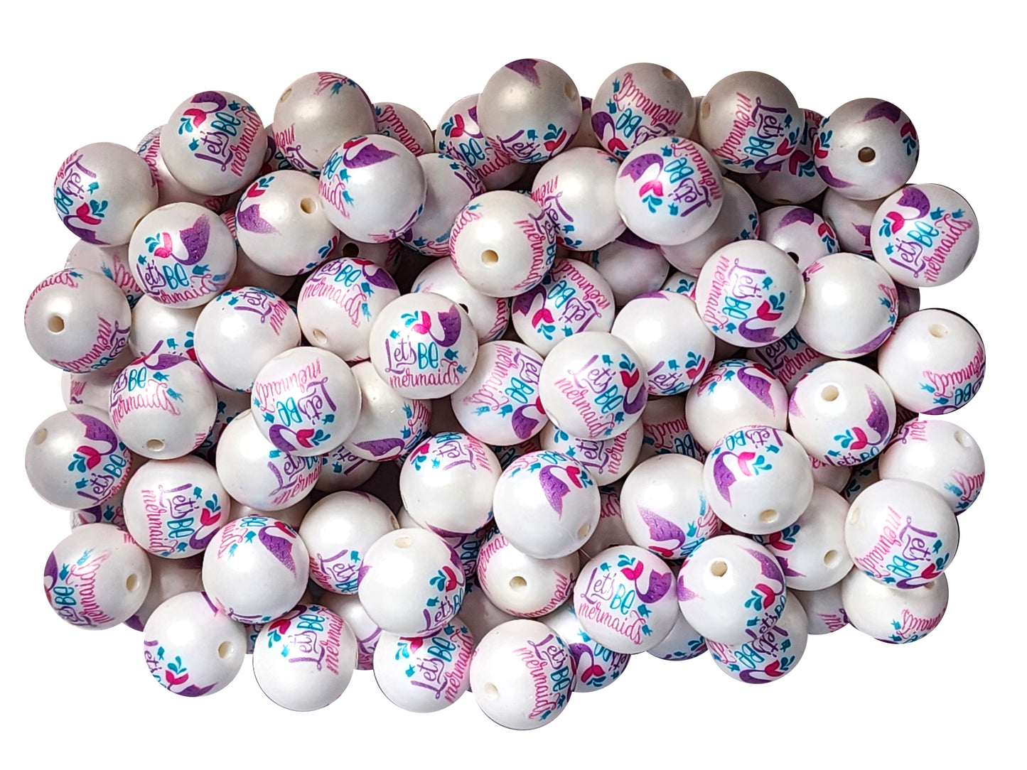 let's be mermaids 20mm printed bubblegum beads