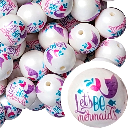 let's be mermaids 20mm printed wholesale bubblegum beads