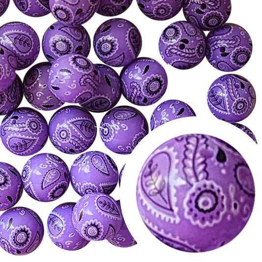 light purple bandana 20mm printed bubblegum beads