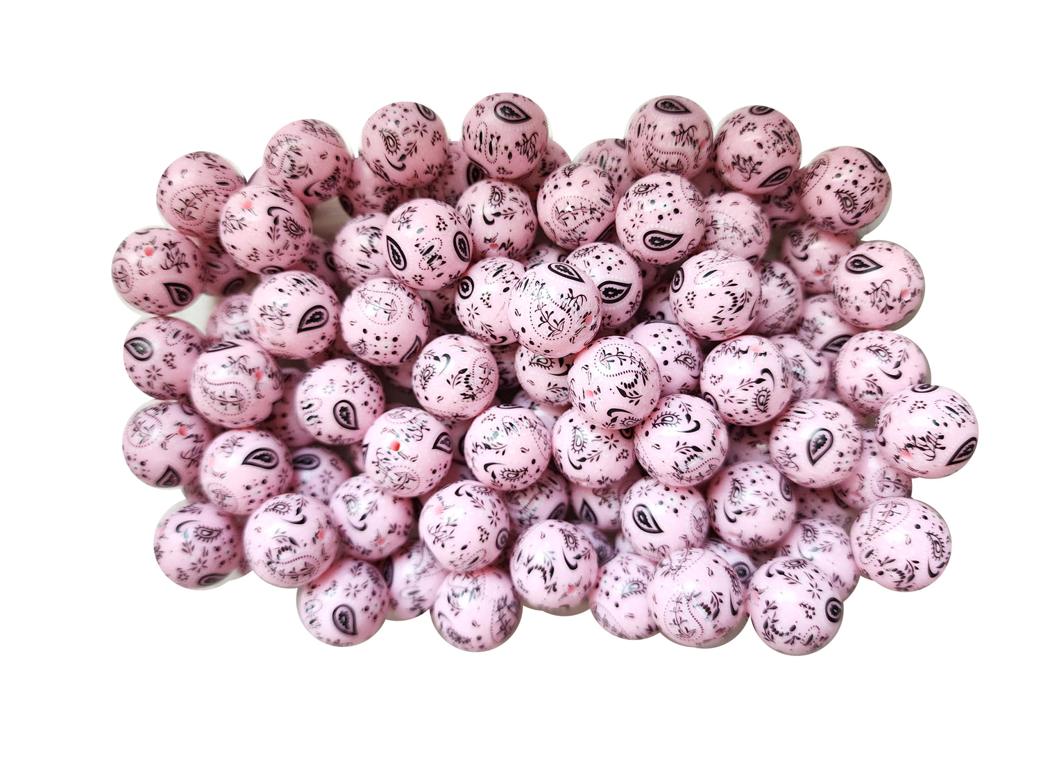 light pink bandana 20mm printed wholesale bubblegum beads