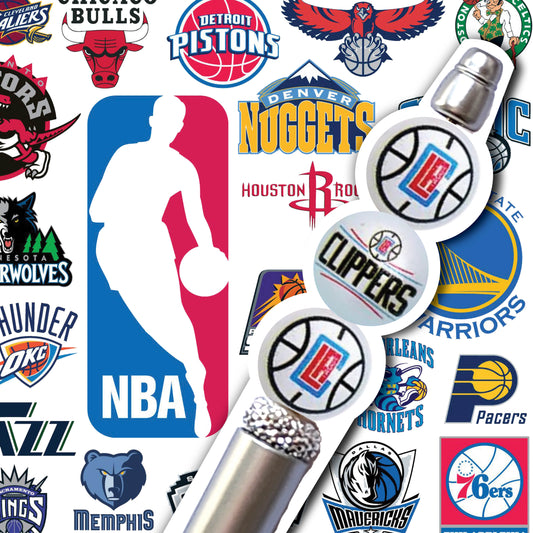 16mm los angeles clippers mix nba team logos custom printed wholesale bubblegum beads