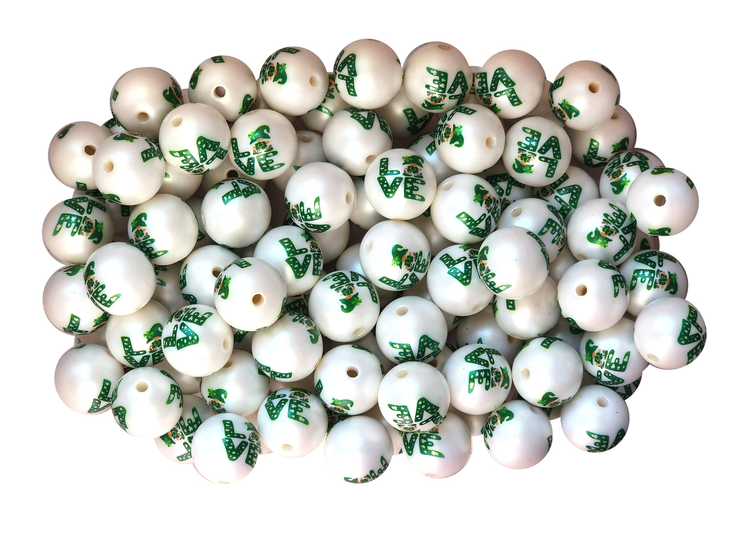 love gnomes shamrock 20mm printed bubblegum beads