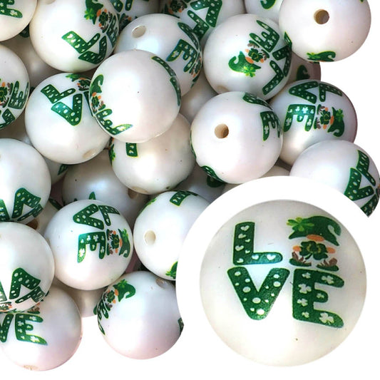 love gnomes shamrock 20mm printed bubblegum beads