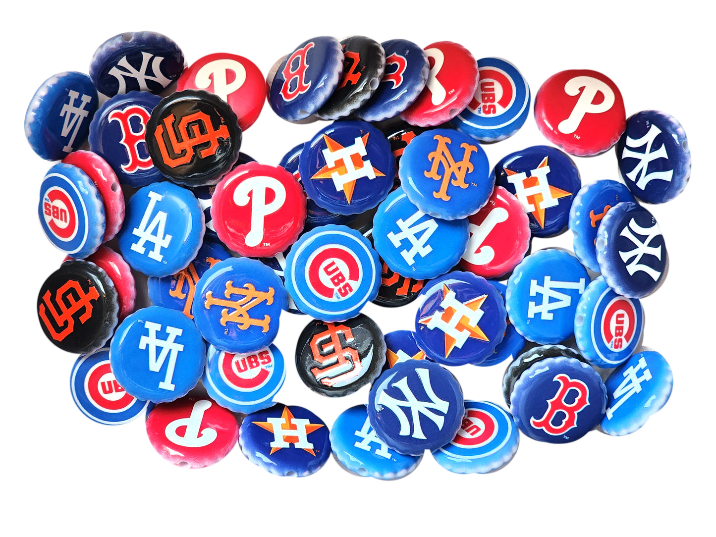 mlb baseball sports teams beer bottle cap acrylic focal beads