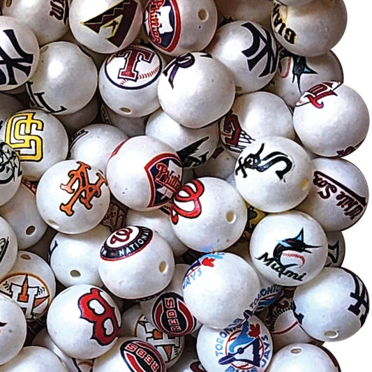 16mm mlb team logos custom printed wholesale bubblegum beads