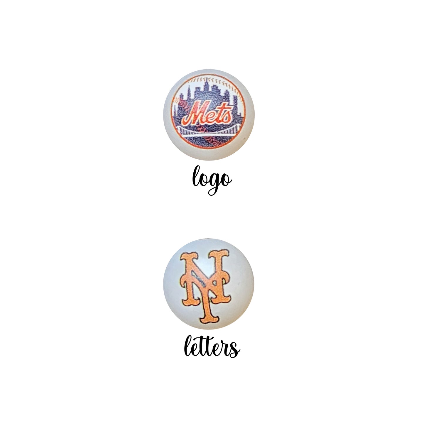 16mm new york mets mlb team logos custom printed bubblegum beads - sold per bead