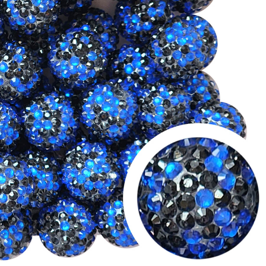 midnight rhinestone 20mm bubblegum beads