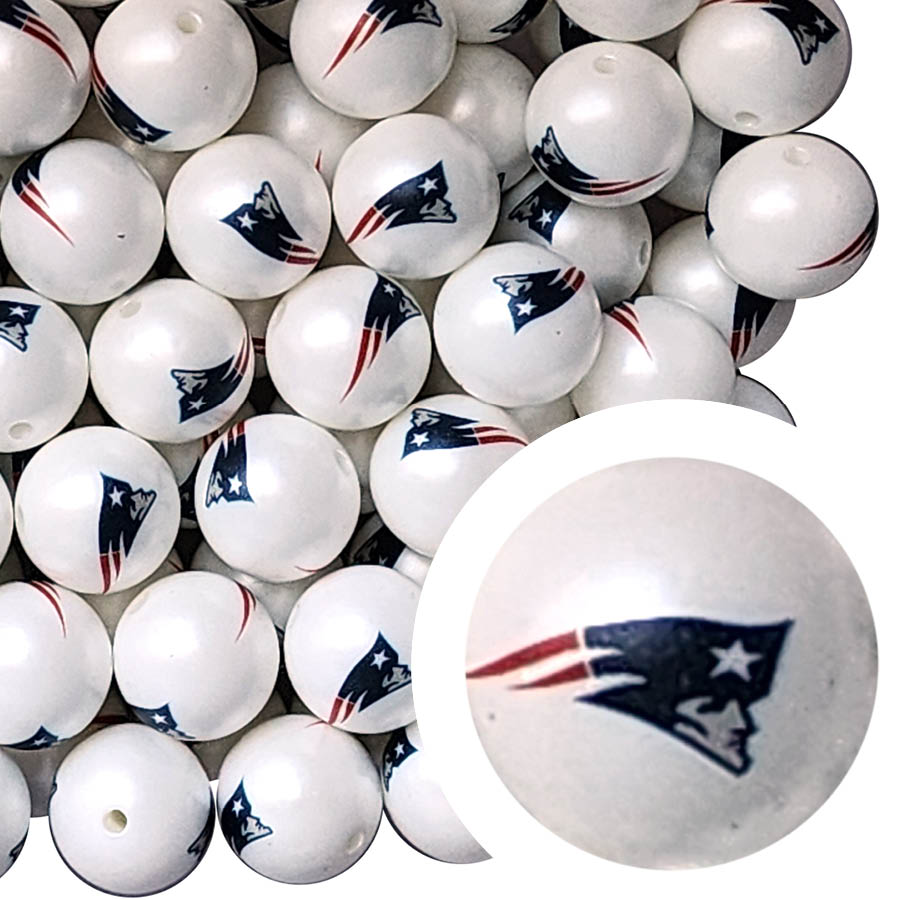 new england patriots 20mm nfl team logo custom printed bubblegum beads