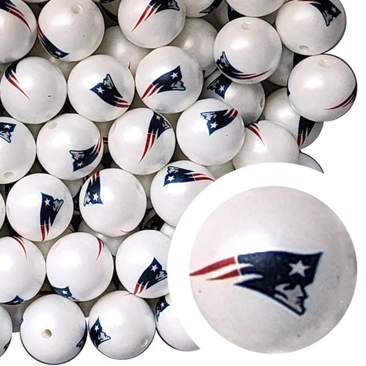 new england patriots 20mm nfl team logo custom printed bubblegum beads