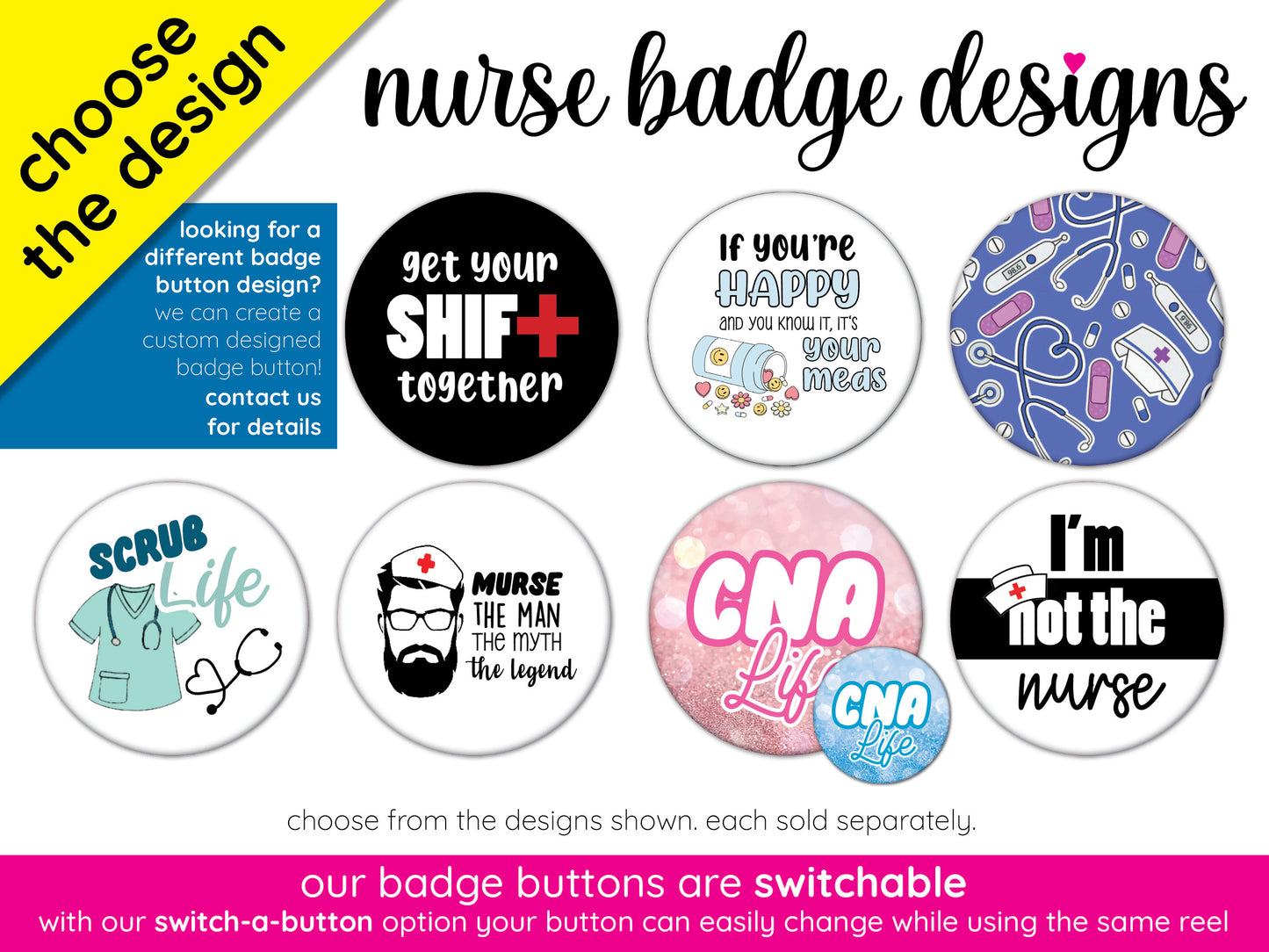 nurse badge reel button id holder