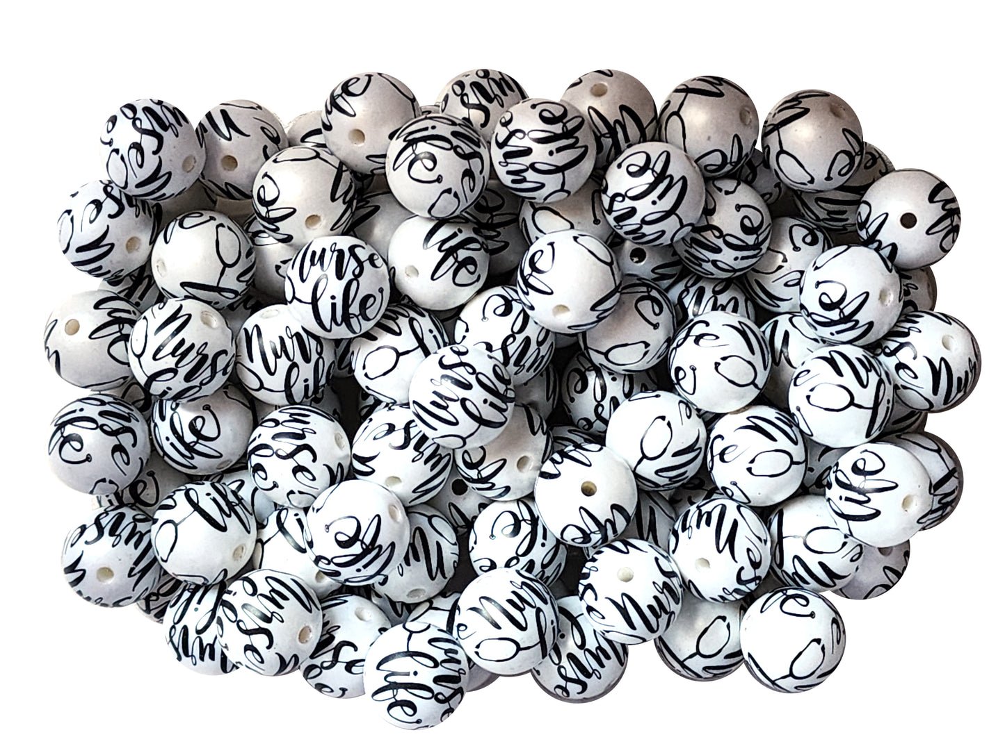 nurse life large print 20mm printed wholesale bubblegum beads