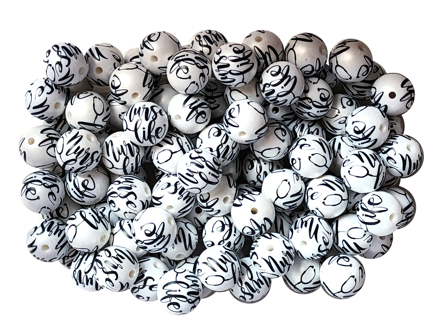 nurse life large print 20mm printed wholesale bubblegum beads