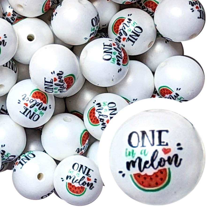 one in a melon 20mm printed wholesale bubblegum beads