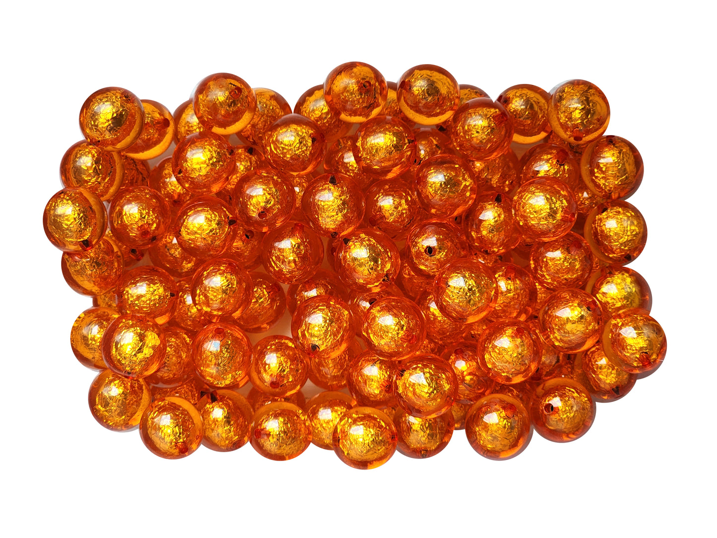 orange foil 20mm bubblegum beads