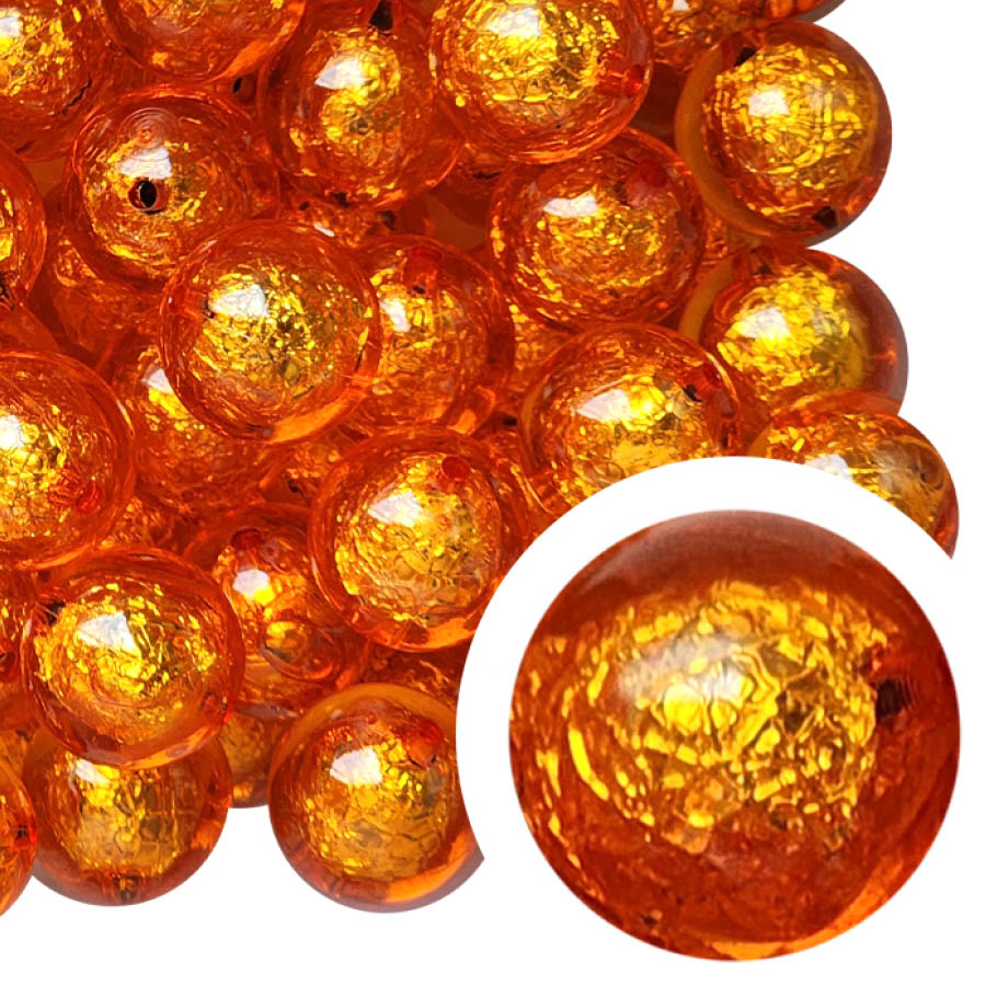 orange foil 20mm bubblegum beads