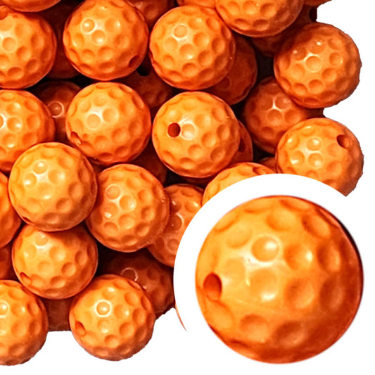 orange pickleball 20mm printed bubblegum beads