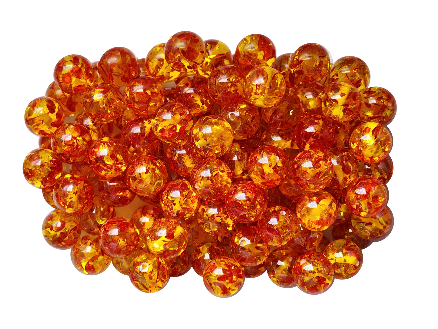 orange stained glass 20mm bubblegum beads