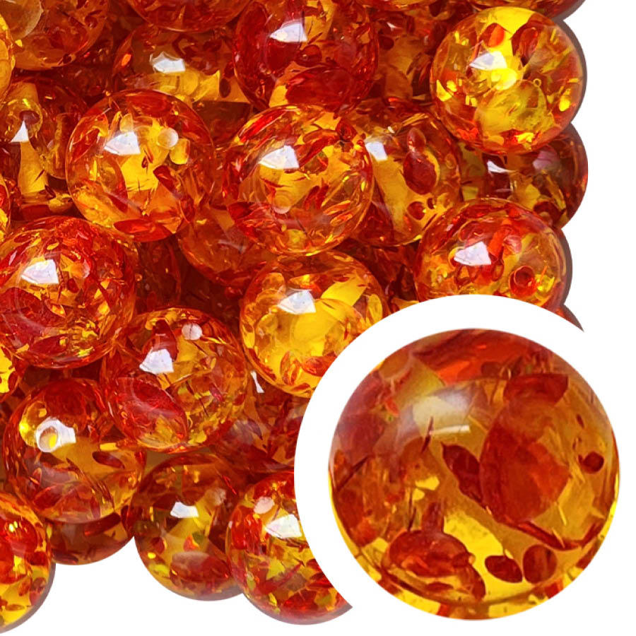 orange stained glass 20mm bubblegum beads