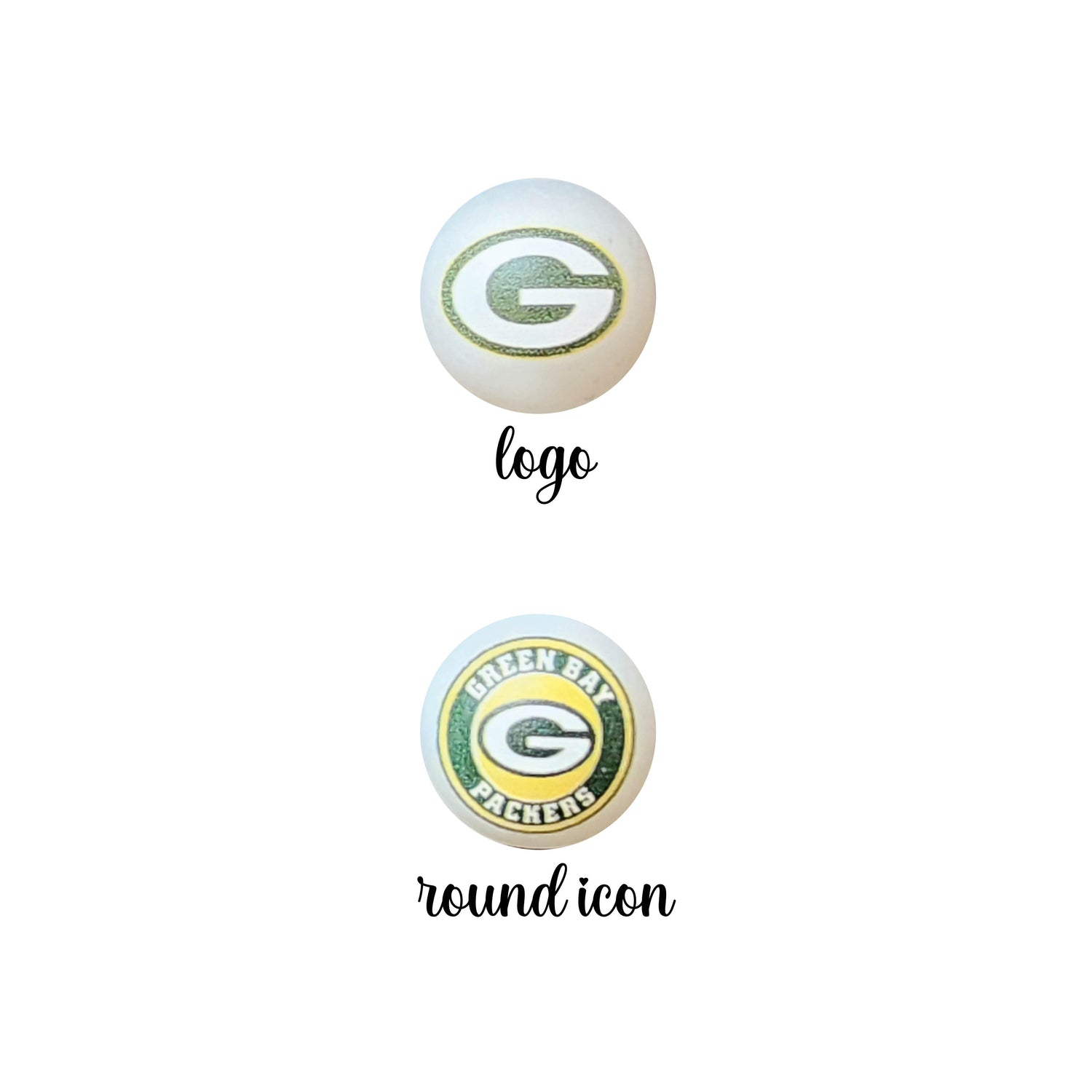 16mm green bay packers nfl team logos custom printed bubblegum beads - sold per bead