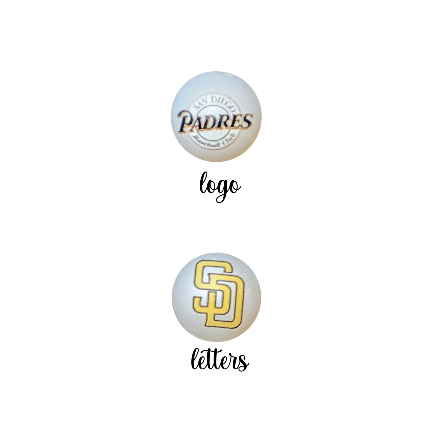 16mm san diego padres mlb team logos custom printed bubblegum beads - sold per bead